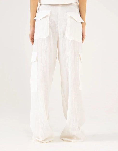 TEXTURED CARGO WIDELEG PANTS